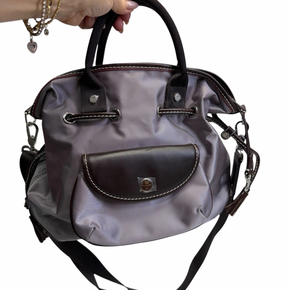 NWT Lancel Mauve/Brown Nylon and Leather Hobo